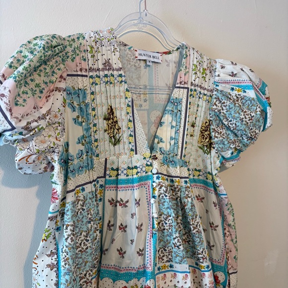 Hunter Bell Wilkes cotton mini dress in patchwork quilt print - Picture 8 of 10